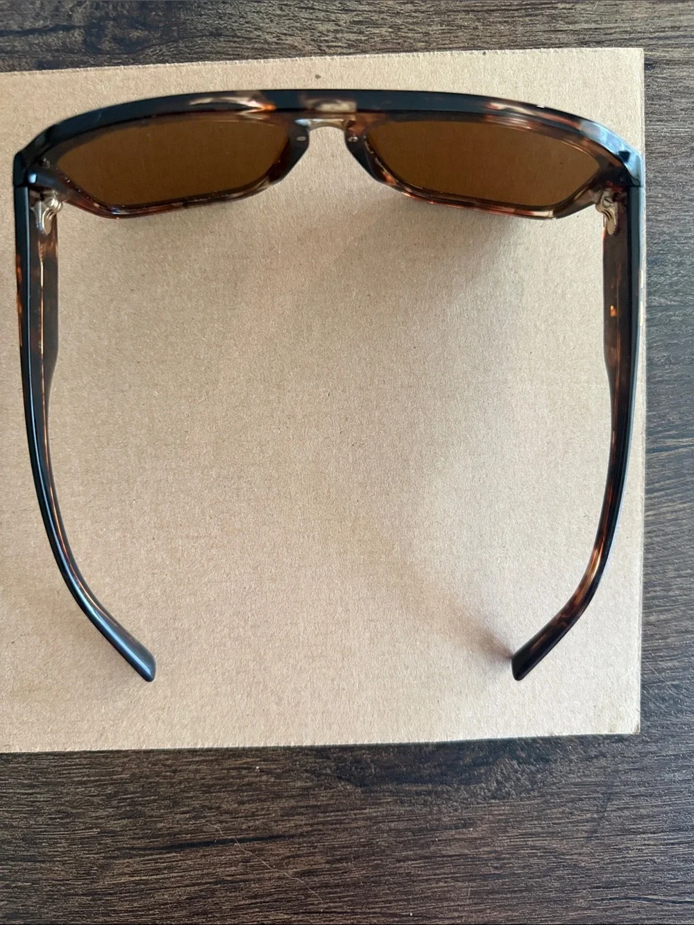 Dolce & Gabbana Brown Tortoiseshell Rectangle Sunglasses with Gold DG Emblems